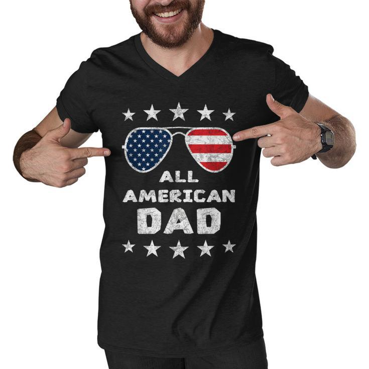 All American Dad Fathers Day 4Th Of July American Pride  Men V-Neck Tshirt
