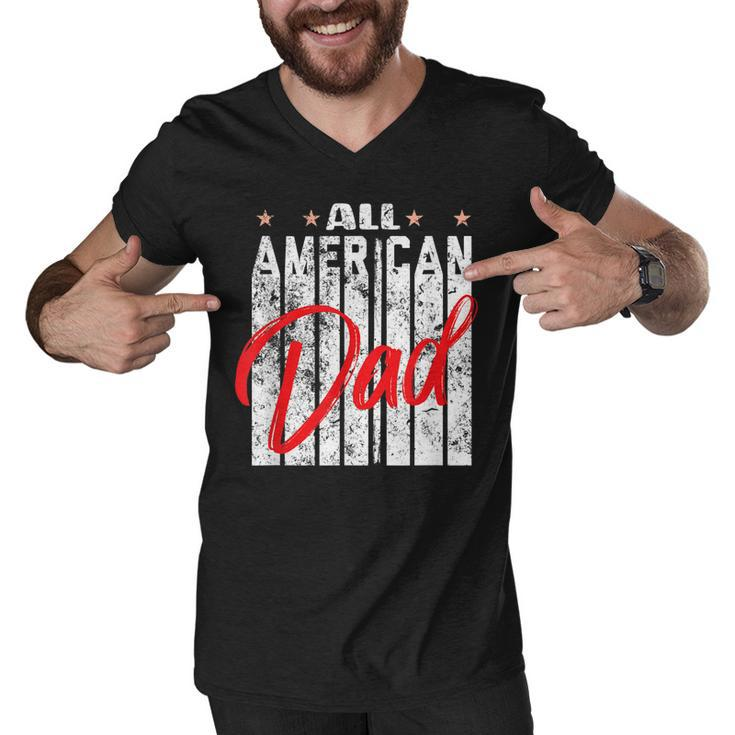 All American Dad Retro 4Th Of July Cool & Funny Melanin Art  Men V-Neck Tshirt