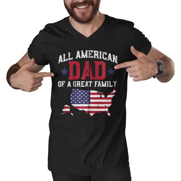 All American Dad Usa Flag 4Th Of July Fourth Patriot Men Zip  Men V-Neck Tshirt