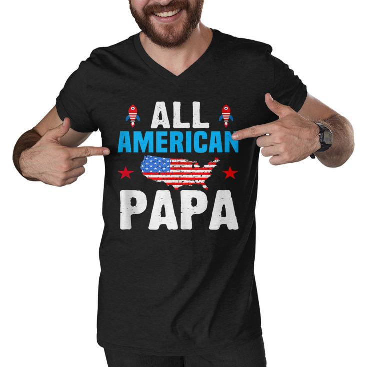All American Papa 4Th Of July Usa Family Matching Outfit  Men V-Neck Tshirt