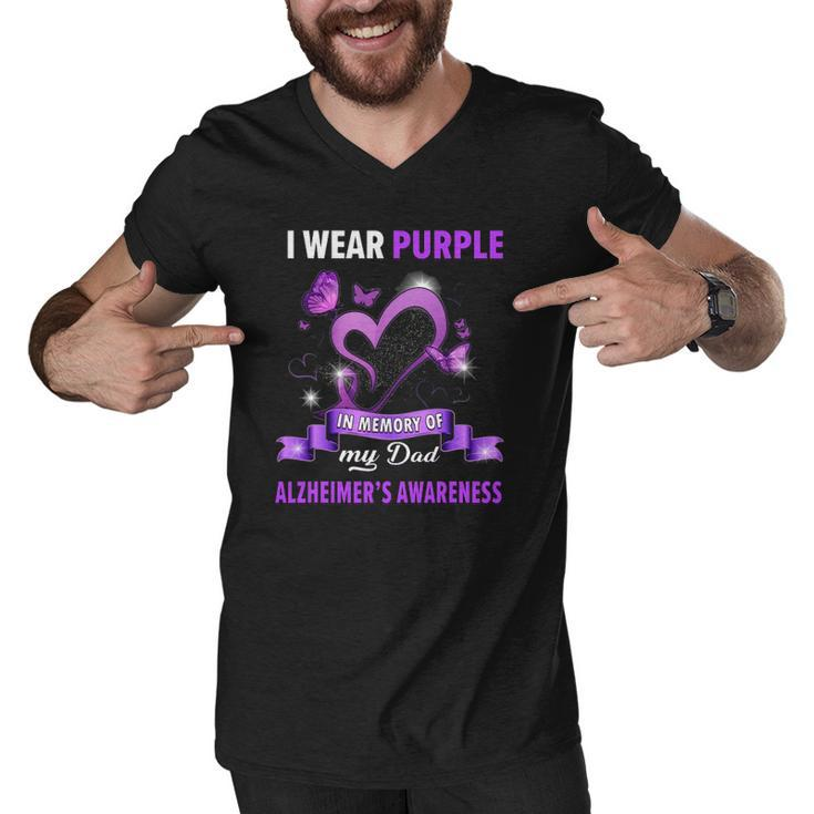 Alzheimers Awareness I Wear Purple In Memory Of My Dad Men V-Neck Tshirt
