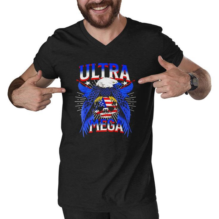 America Eagle Skull Ultra Mega The Great Maga King Ultra Mega Patriot Men V-Neck Tshirt