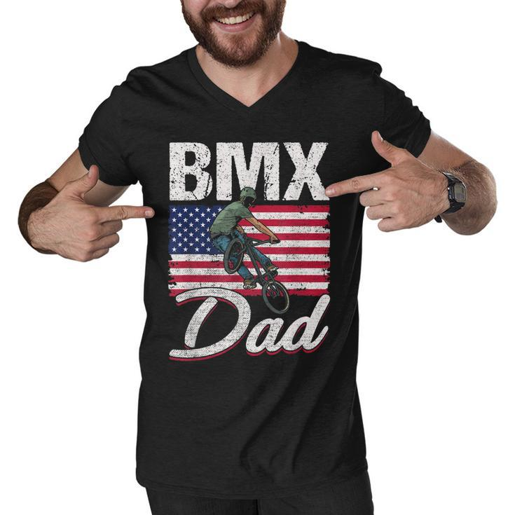 American Flag Bmx Dad Fathers Day  Funny 4Th Of July  Men V-Neck Tshirt