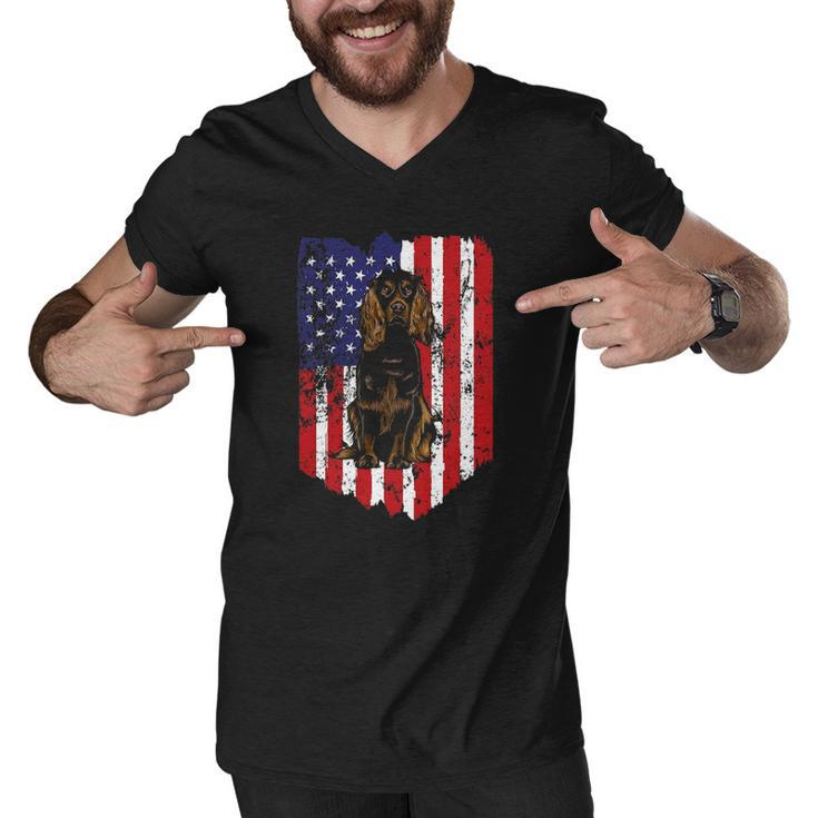 American Flag Boykin Spaniel 4Th Of July Usa Men V-Neck Tshirt