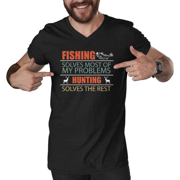 Angler Fish Fishing And Hunting Family Camping Men V-Neck Tshirt