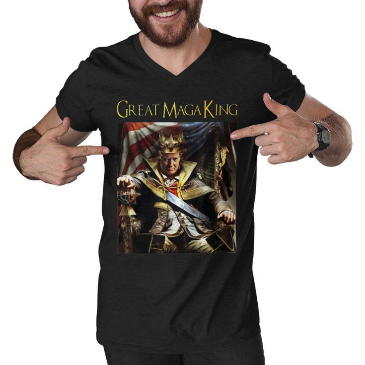 Anti Joe Biden Ultra Maga The Return Of The Great Maga King   Men V-Neck Tshirt