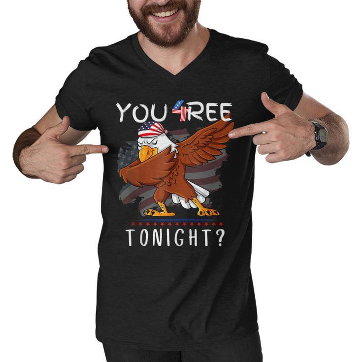 Are You Free Tonight 4Th Of July American Dabbing Bald Eagle  Men V-Neck Tshirt