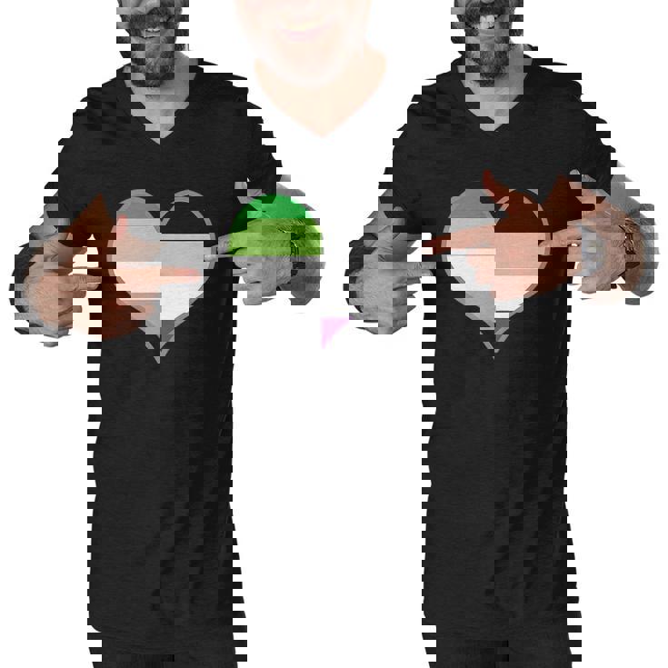 Asexual Aromantic Pride Flag Heart Nonsexual Equality Month  Men V-Neck Tshirt