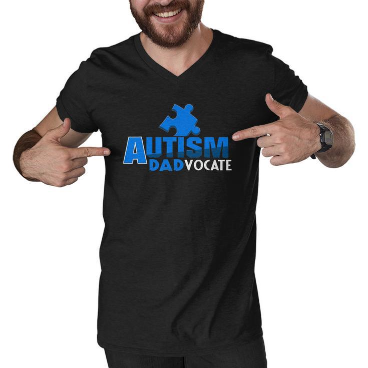 Autism Awareness Autism Dadvocate Autism Dad Men V-Neck Tshirt