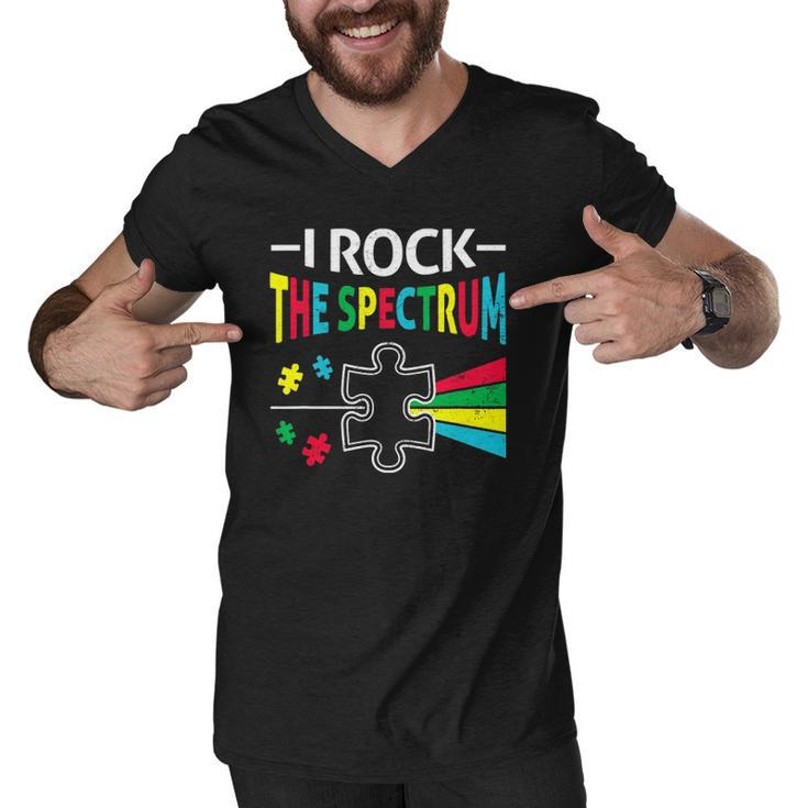 Autism Awareness Support Autistic Kids Rock Spectrum Men V-Neck Tshirt