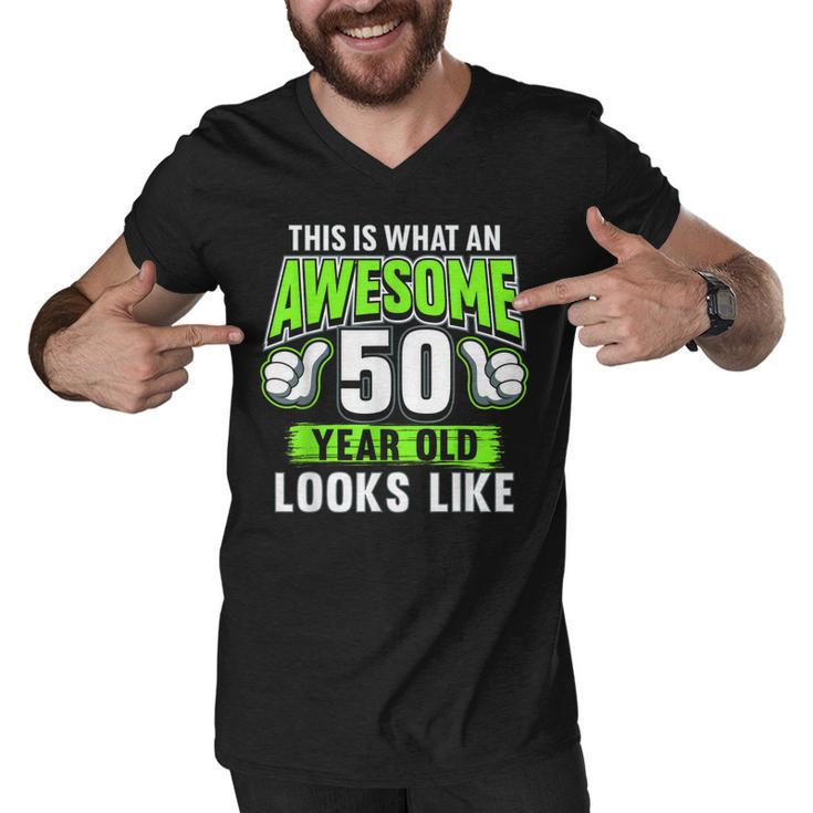 Awesome 50 Year Old Funny 50Th Birthday Bday Party  Men V-Neck Tshirt