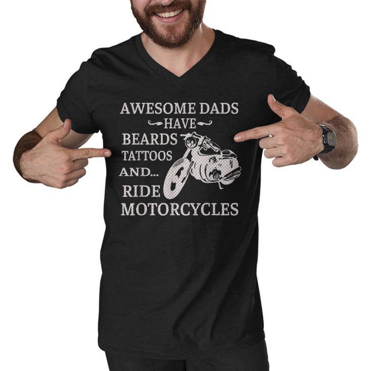 Awesome Dads Have Beards Tattoos And Ride Motorcycles  V2 Men V-Neck Tshirt