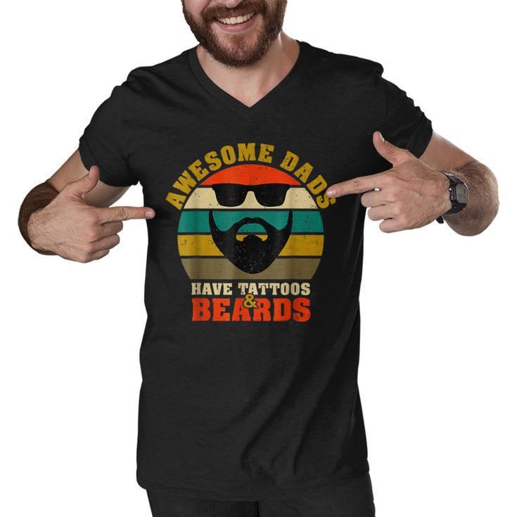 Awesome Dads Have Tattoos And Beards Vintage Fathers Day  V3 Men V-Neck Tshirt