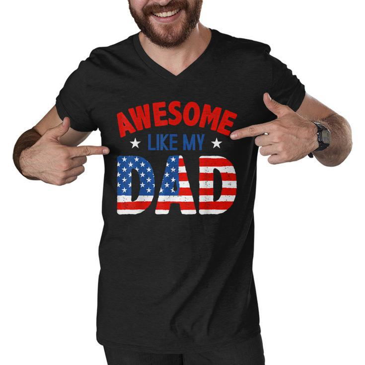Awesome Like My Patriotic Dad 4Th Of July  Men V-Neck Tshirt