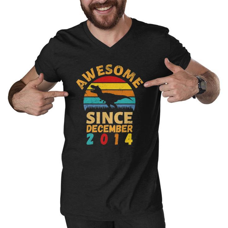 Awesome Since December 2014 Vintage 7Th Birthday Dinosaur Men V-Neck Tshirt