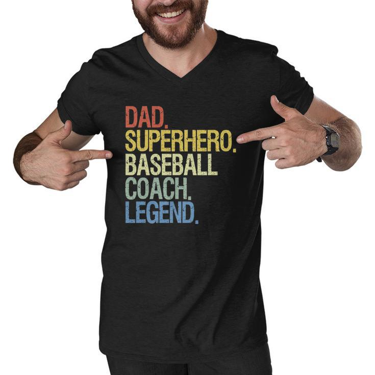 Baseball Coach Dad Superhero Legend Men V-Neck Tshirt