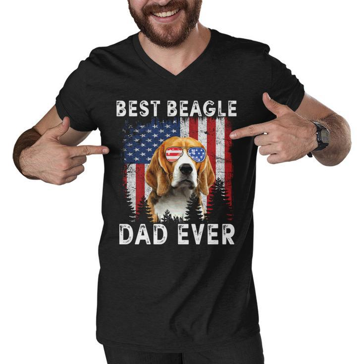 Best Boxer Dad Ever American Flag Fathers Day 4Th Of July   Men V-Neck Tshirt