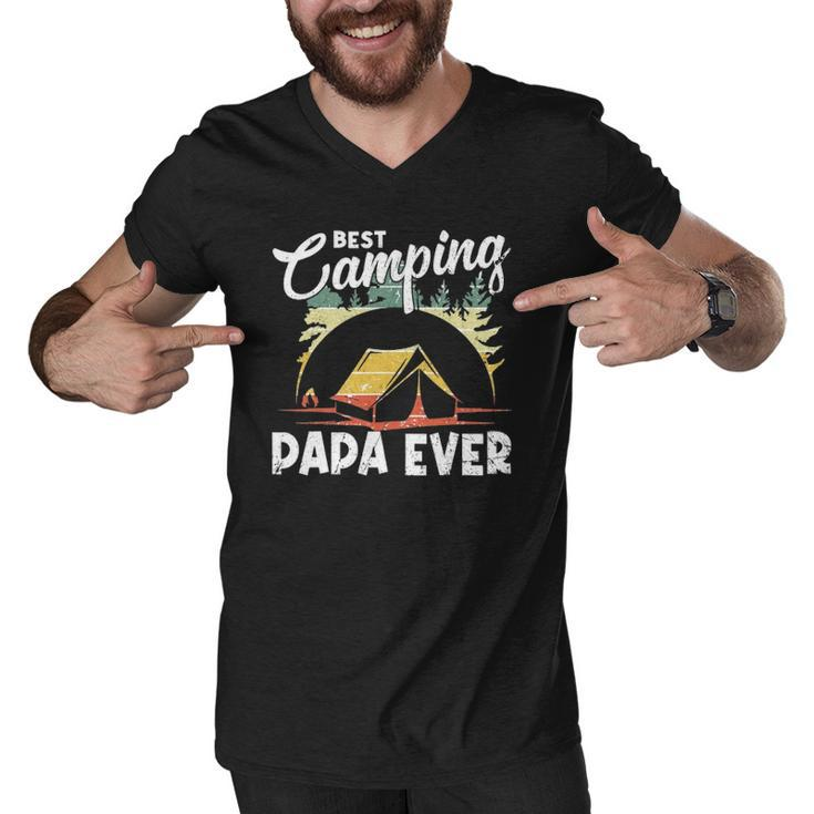 Best Camping Papa Ever Vintage Camper Men V-Neck Tshirt