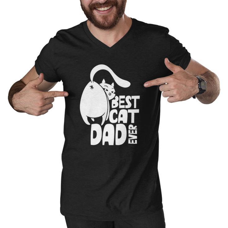 Best Cat Dad Ever Father Papa Sayings Daddy Men V-Neck Tshirt