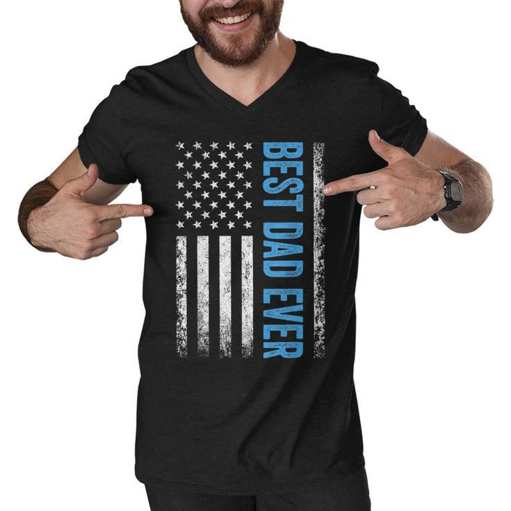 Best Dad Ever Us American Flag Gift For Fathers Day  Men V-Neck Tshirt