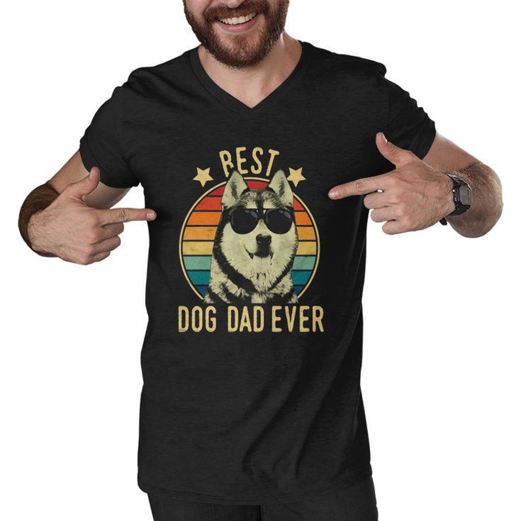 Best Dog Dad Ever Siberian Husky Fathers Day Gift  Men V-Neck Tshirt