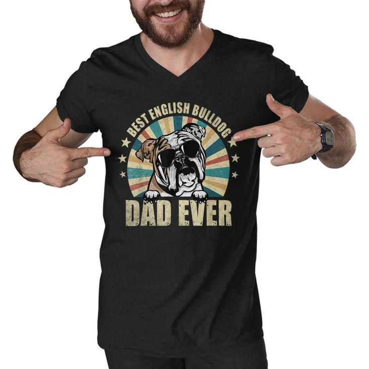 Best English Bulldog Dad Ever Vintage Dog Lover Men V-Neck Tshirt