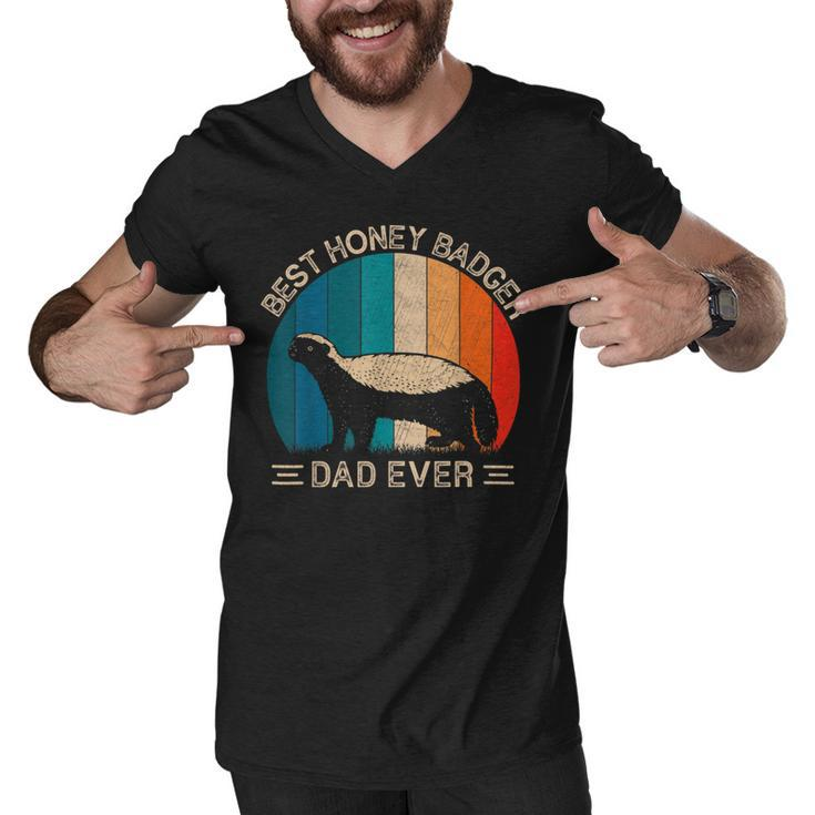 Best Honey Badger Dad Ever Honey Badger Graphic Fathers Day Men V-Neck Tshirt
