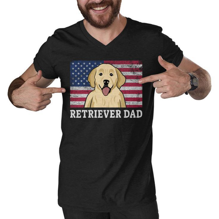 Best Retriever Dad Ever American Flag 4Th Of July Patriotic  Men V-Neck Tshirt