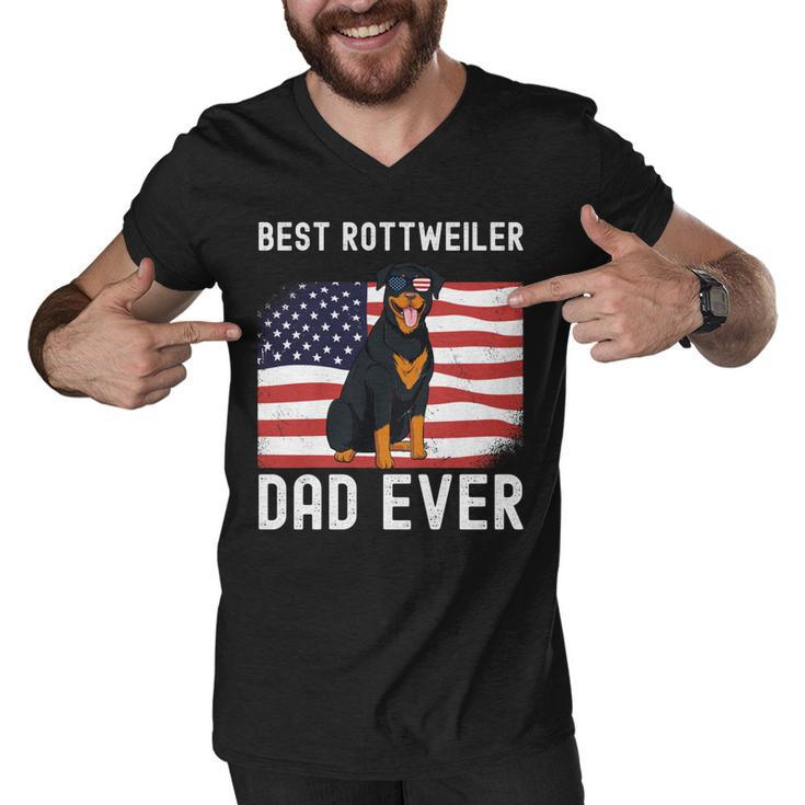Best Rottweiler Dad Ever American Flag 4Th Of July Rottie  Men V-Neck Tshirt