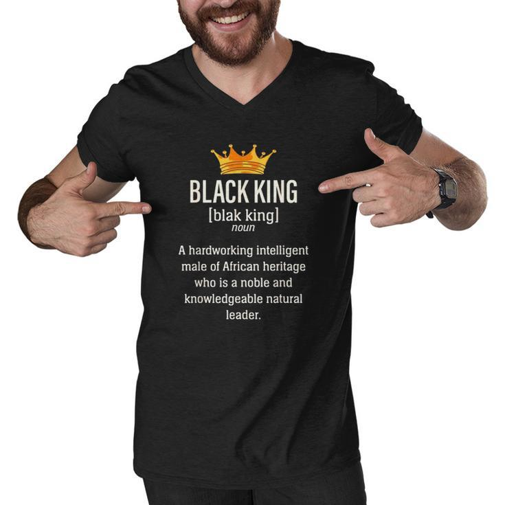 Black Father Noun Black King A Hardworking Intelligent Male Of African Heritage Who Is A Noble Men V-Neck Tshirt