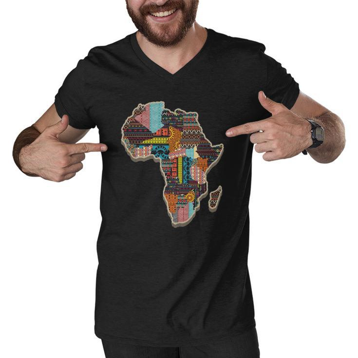 Black History African Tribal Pattern Men V-Neck Tshirt