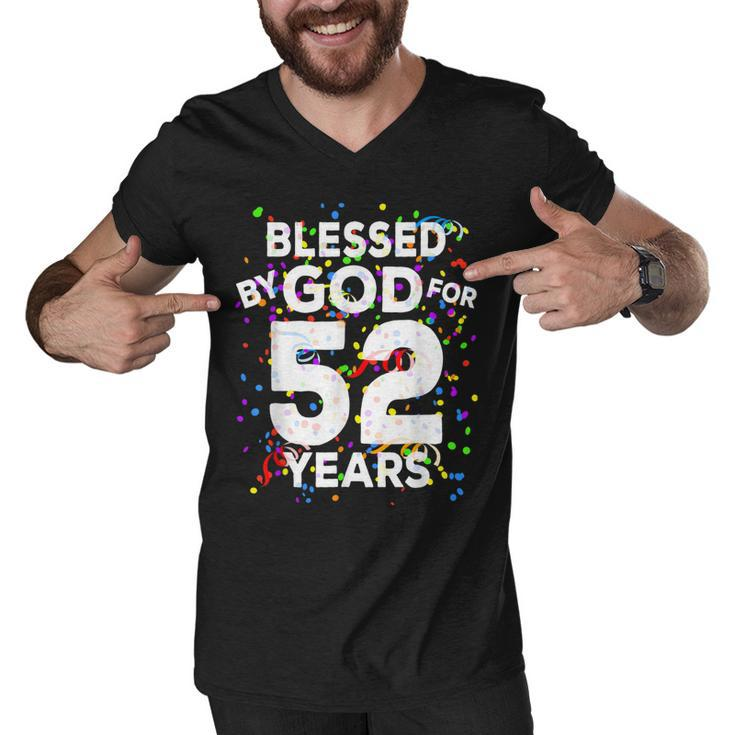 Blessed By God For 52 Years  Happy 52Nd Birthday   Men V-Neck Tshirt