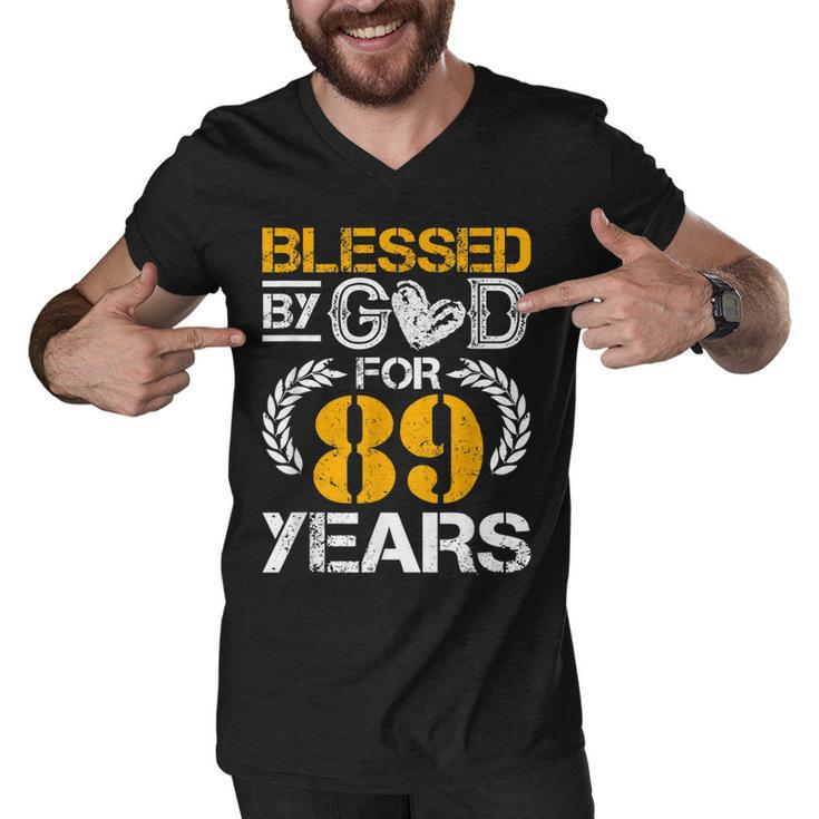 Blessed By God For 89 Years 89Th Birthday Since 1933 Vintage  Men V-Neck Tshirt