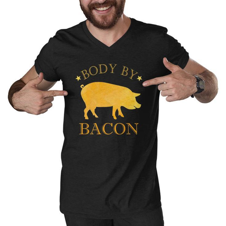 Body By Bacon Bbq Grilling Ham Loving Mens Funny Men V-Neck Tshirt