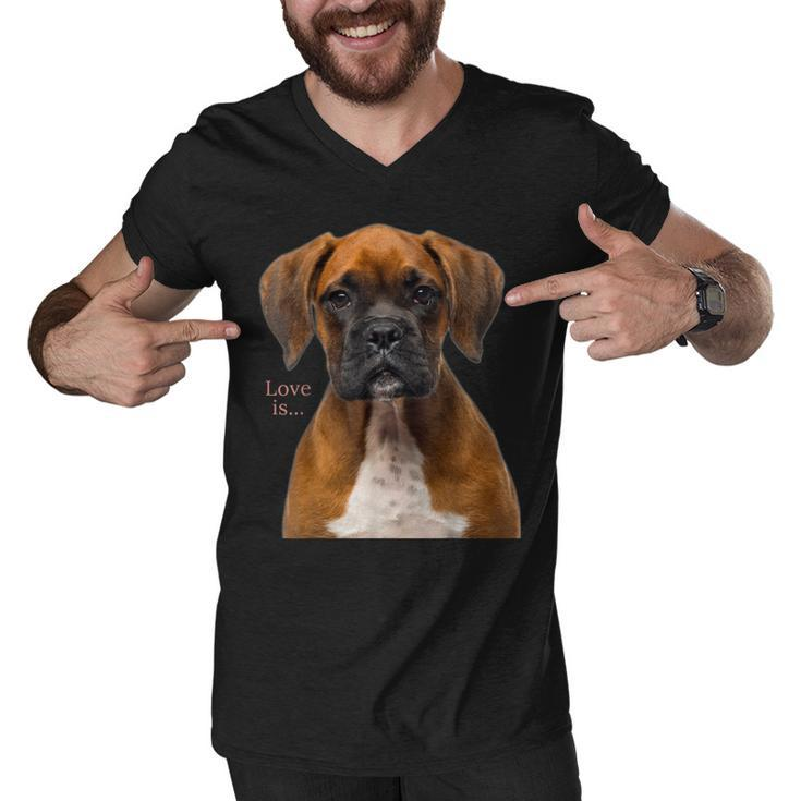Boxer Dog  Dog Mom Dad Love Is Puppy Pet Women Men Kids  Men V-Neck Tshirt