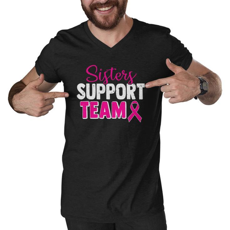 Breast Cancer Awareness Pink Ribbon Sisters Support Team Men V-Neck Tshirt