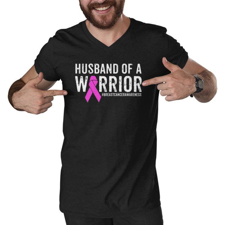 Breast Cancer Husband  Awareness Husband Of A Warrior Men V-Neck Tshirt