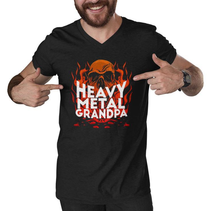 Brutal Heavy Metal Crew Heavy Metal Grandpa Skull On Flames Men V-Neck Tshirt