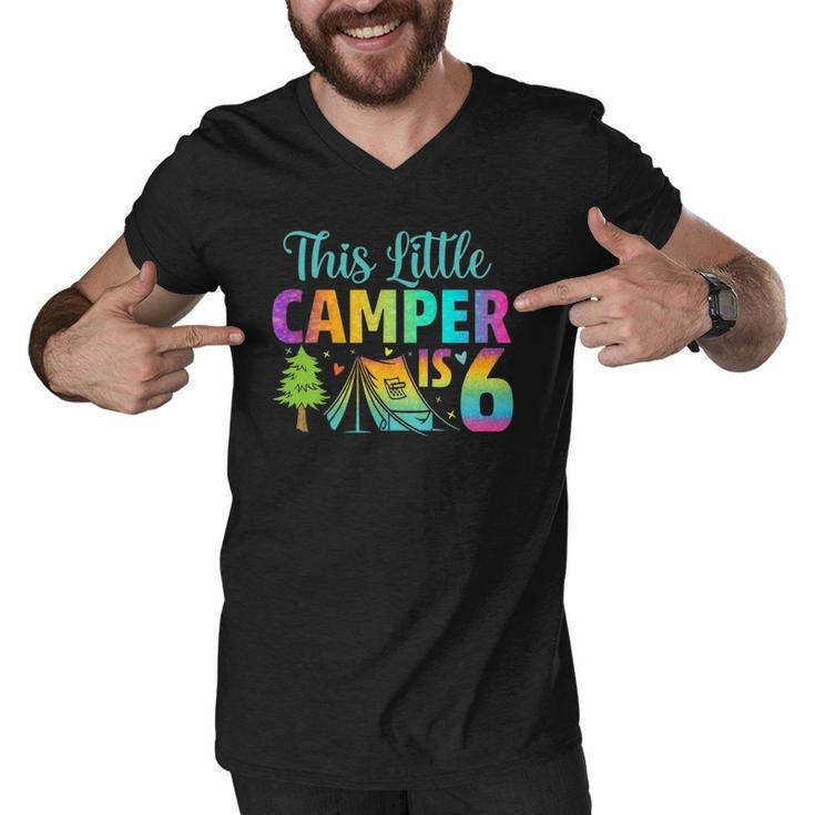 Camper Kids Birthday 6 Years Old Camping 6Th B-Day Funny Men V-Neck Tshirt
