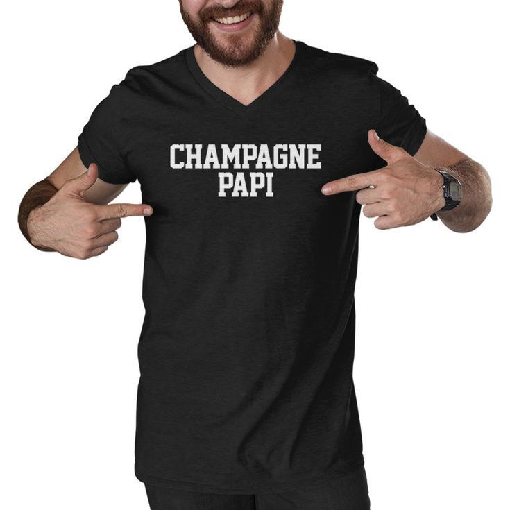 Champagne Papi Dad Fathers Day Love Family Support Tee Men V-Neck Tshirt