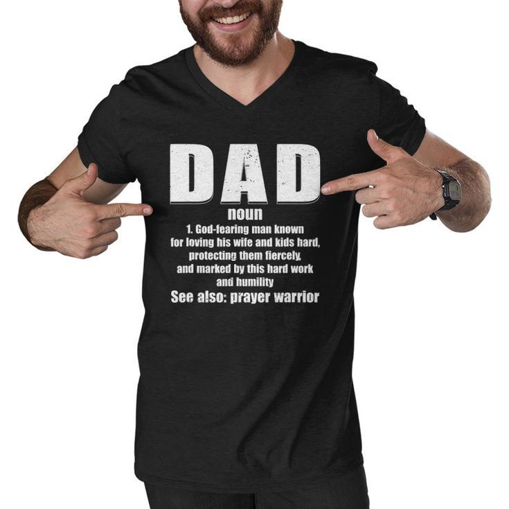 Christian Dad Definition Fathers Day 2021 Prayer Warrior Men V-Neck Tshirt