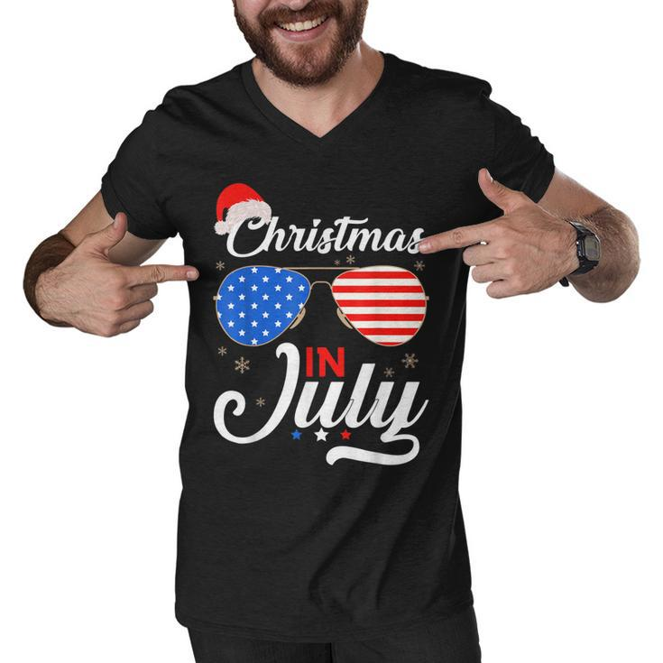 Christmas In July Funny 4Th Of July Beach Summer Christmas  Men V-Neck Tshirt