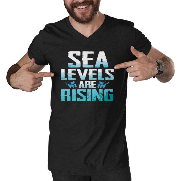 Climate Change Sea Level Rising Gift Men V-Neck Tshirt