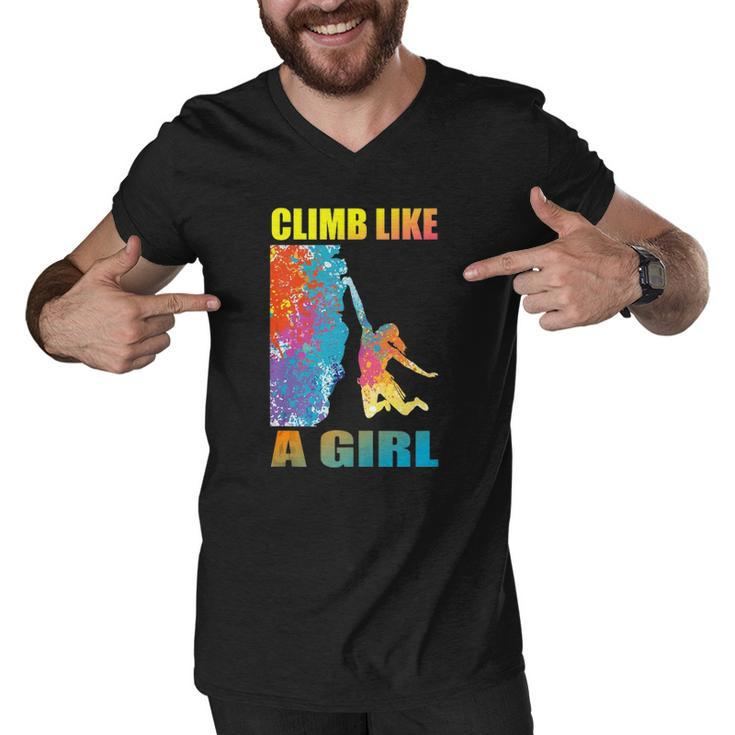 Climb Like A Girl Rock Climbing Girl And Climber Men V-Neck Tshirt