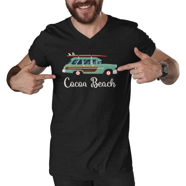 Cocoa Beach Fl Retro Surf Wagon Souvenir Graphic Men V-Neck Tshirt