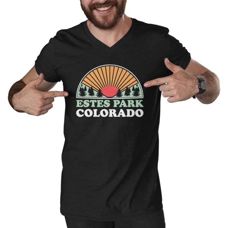 Colorado Us Mountain Travel - Vintage Estes Park Men V-Neck Tshirt