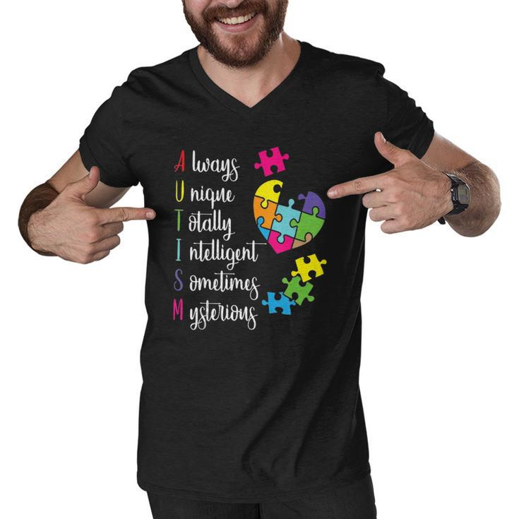 Colorful Autism Awareness Gift Design For Asd Parents  Men V-Neck Tshirt