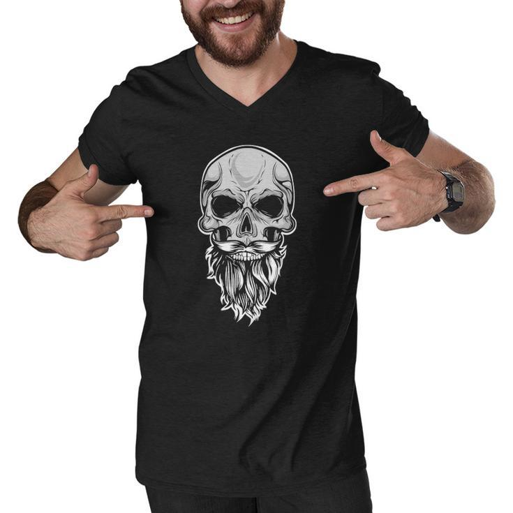 Cool Skull Costume - Bald Head With Beard - Skull Men V-Neck Tshirt