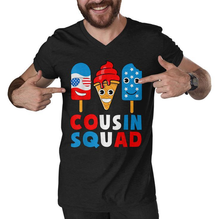 Cousin Squad 4Th Of July Cousin Crew American Flag Ice Pops  Men V-Neck Tshirt