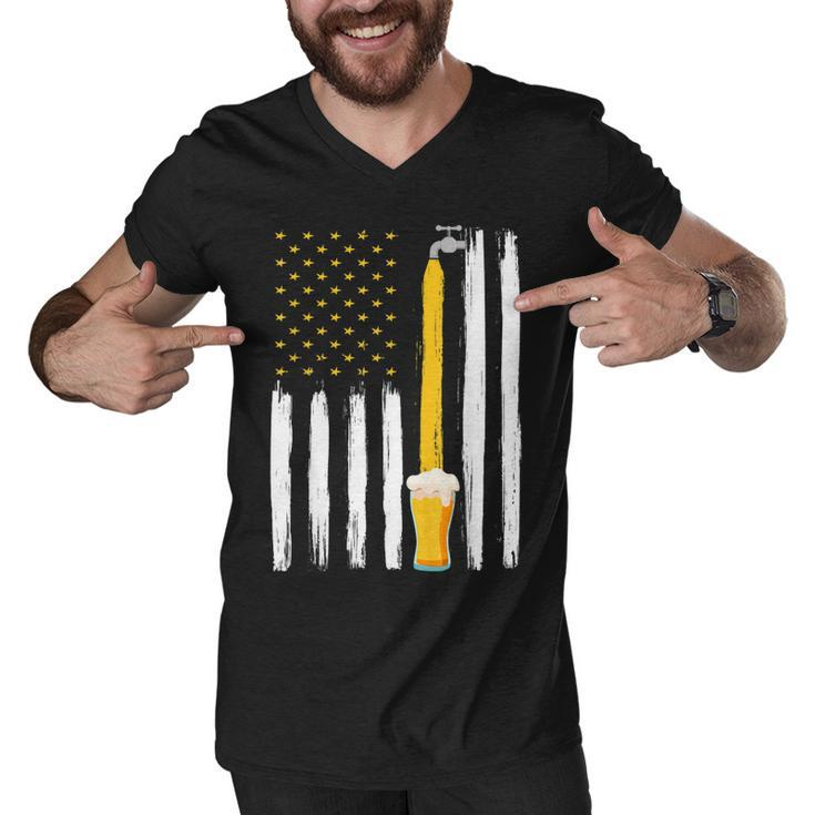 Crafts Beer American Flag Usa 4Th July Brewery Alcohol Lover  Men V-Neck Tshirt